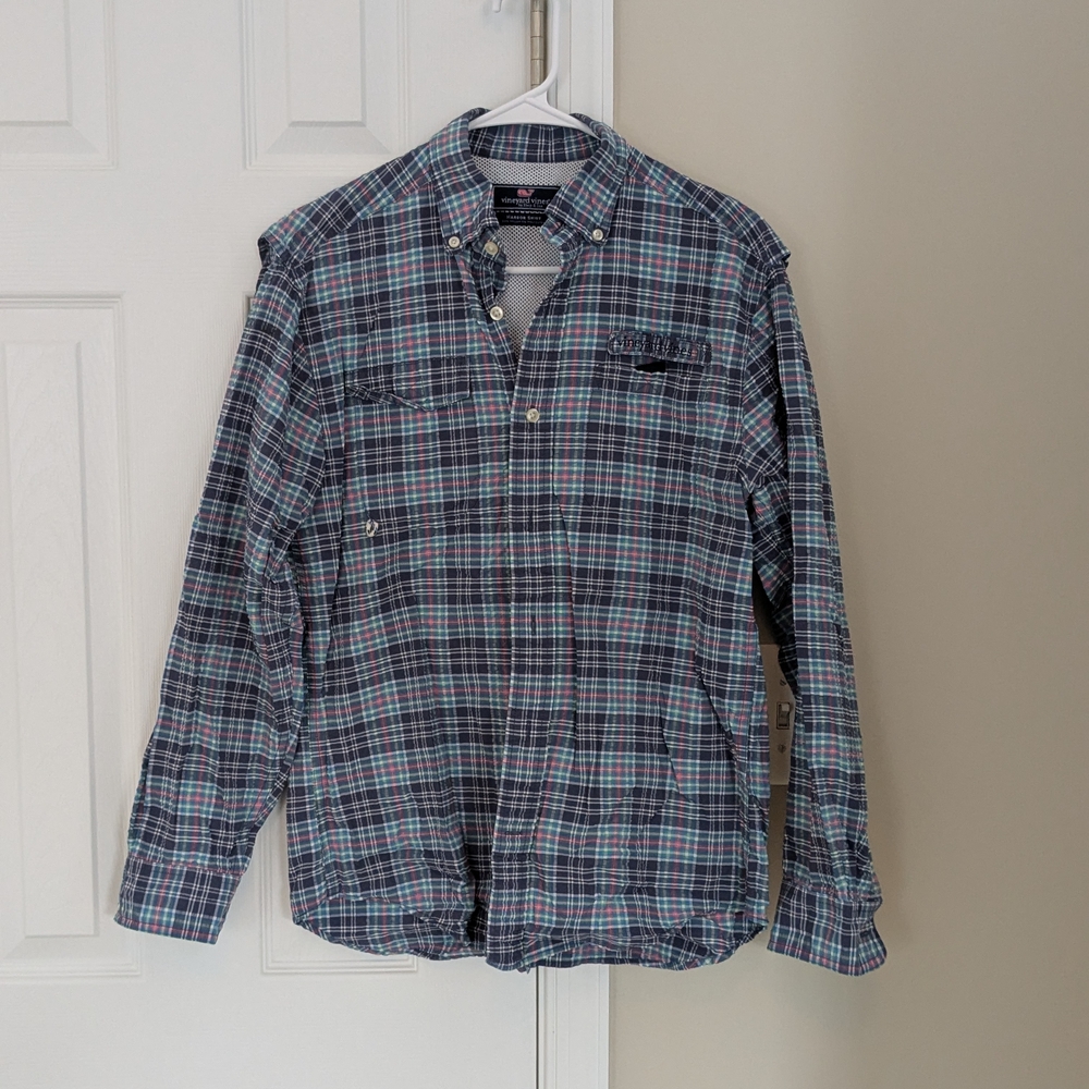 Vineyard Vines By Shep&Ian Men's Harbor Shirt Blue Green Pink Sz S